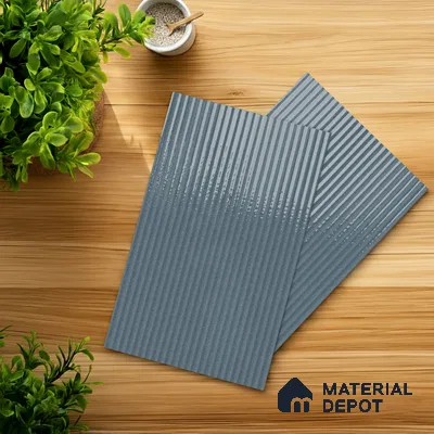 Fluted Solid Color Look LM 21479 Summery Sky 8 ft x 4 ft Glossy Finish Decorative Laminate - 1 mm | Suitable for TV Unit, Wardrobe, Kitchen Cabinets
