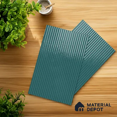 Fluted Solid Color Look LM 21480 Paris Green 8 ft x 4 ft Glossy Finish Decorative Laminate - 1 mm | Suitable for TV Unit, Wardrobe, Kitchen Cabinets