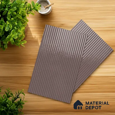 Fluted Solid Color Look LM 21481 Americano 8 ft x 4 ft Glossy Finish Decorative Laminate - 1 mm | Suitable for TV Unit, Wardrobe, Kitchen Cabinets