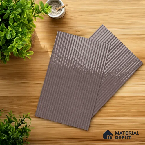 Fluted Solid Color Look LM 21481 Americano 8 ft x 4 ft Glossy Finish Decorative Laminate - 1 mm | Suitable for TV Unit, Wardrobe, Kitchen Cabinets
