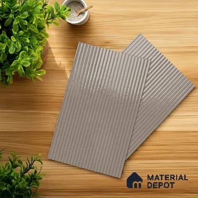 Fluted Solid Color Look LM 21548 Perfect Beige 8ft x 4ft Glossy Finish Decorative Laminate - 1 mm | Suitable for TV Unit, Wardrobe, Kitchen Cabinets