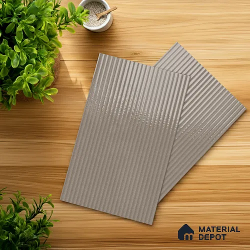 Fluted Solid Color Look LM 21548 Perfect Beige 8ft x 4ft Glossy Finish Decorative Laminate - 1 mm | Suitable for TV Unit, Wardrobe, Kitchen Cabinets