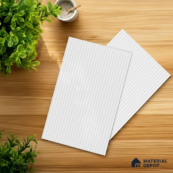 Fluted Solid Color Look LM 21628 Coconut White 8ft x 4ft Texture Finish Decorative Laminate - 1 mm | Suitable for TV Unit, Wardrobe, Kitchen Cabinets