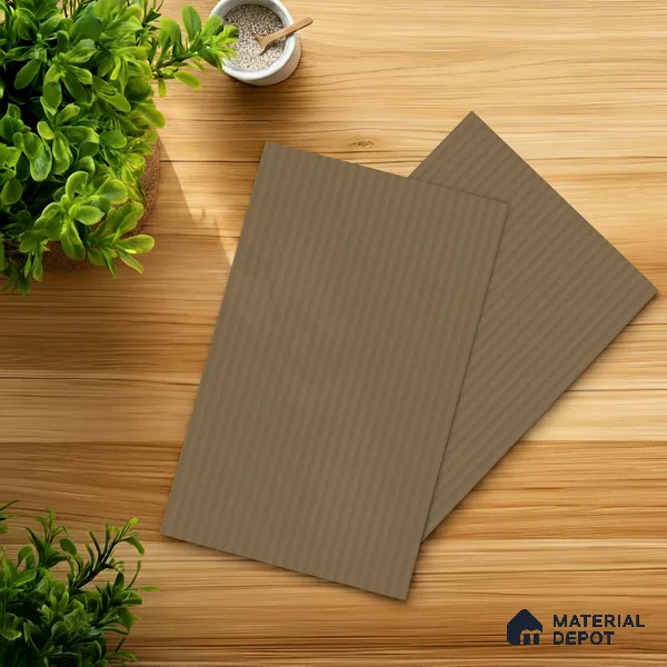 Fluted Solid Color Look LM 21630 Khakhi Brown 8ft x 4ft Texture Finish Decorative Laminate - 1 mm | Suitable for TV Unit, Wardrobe, Kitchen Cabinets