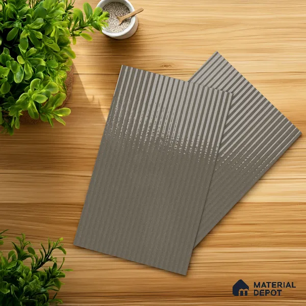 Fluted Solid Color Look LM 21632 Sober Silver 8ft x 4ft Glossy Finish Decorative Laminate - 1 mm | Suitable for TV Unit, Wardrobe, Kitchen Cabinets