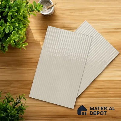 Fluted Solid Color Look LM 21634 Snow White 8ft x 4ft Glossy Finish Decorative Laminate - 1 mm | Suitable for TV Unit, Wardrobe, Kitchen Cabinets