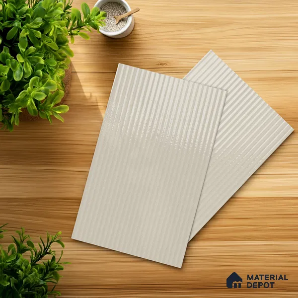 Fluted Solid Color Look LM 21634 Snow White 8ft x 4ft Glossy Finish Decorative Laminate - 1 mm | Suitable for TV Unit, Wardrobe, Kitchen Cabinets