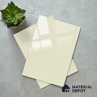 White Solid Colors Look LM 23249 Smoke White 8 ft x 4 ft High Gloss Finish 6H Anti Scratch Acrylic Laminate - 1.5 mm | Suitable for Living Room, Kitchen, Office