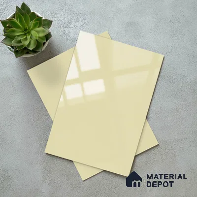 Pale Cream Solid Colors Look LM 23255 Pale Cream Tone 8 ft x 4 ft High Gloss Finish 6H Anti Scratch Acrylic Laminate - 1.5 mm | Suitable for Living Room, Kitchen, Office