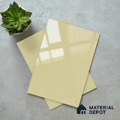 Beige Solid Colors Look LM 23256 Desert Ivory 8 ft x 4 ft High Gloss Finish 6H Anti Scratch Acrylic Laminate - 1.5 mm | Suitable for Living Room, Kitchen, Office
