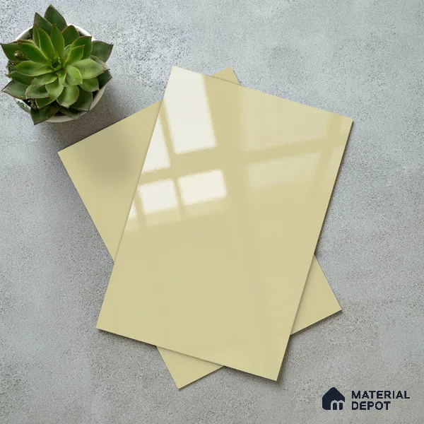 Beige Solid Colors Look LM 23256 Desert Ivory 8 ft x 4 ft High Gloss Finish 6H Anti Scratch Acrylic Laminate - 1.5 mm | Suitable for Living Room, Kitchen, Office