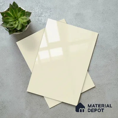 Ivory Solid Colors Look LM 23257 Pure Ivory 8 ft x 4 ft High Gloss Finish 6H Anti Scratch Acrylic Laminate - 1.5 mm | Suitable for Living Room, Kitchen, Office