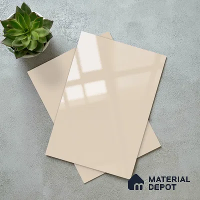 White Solid Colors Look LM 23258 Pale Pearl 8 ft x 4 ft High Gloss Finish 6H Anti Scratch Acrylic Laminate - 1.5 mm | Suitable for Living Room, Kitchen, Office