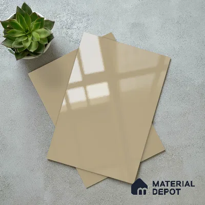 Sunny Sand Beige Solid Colors Look LM 23259 Sunny Sand 8 ft x 4 ft High Gloss Finish 6H Anti Scratch Acrylic Laminate - 1.5 mm | Suitable for Living Room, Kitchen, Office