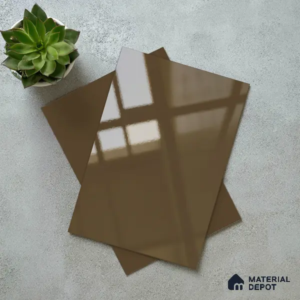 Milk Chocolate Brown Solid Colors Look LM 23268 Milk Chocolate 8 ft x 4 ft High Gloss Finish 6H Anti Scratch Acrylic Laminate - 1.5 mm | Suitable for Living Room, Kitchen, Office