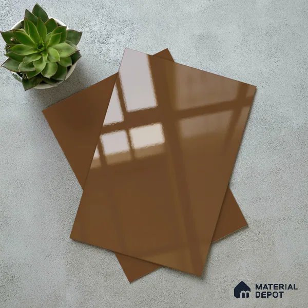 Rustic Earth Brown Solid Colors Look LM 23269 Rustic Earth 8 ft x 4 ft High Gloss Finish 6H Anti Scratch Acrylic Laminate - 1.5 mm | Suitable for Living Room, Kitchen, Office