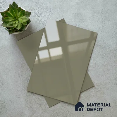 Olive Grey Solid Colors Look LM 23274 Quiet Dawn 8 ft x 4 ft High Gloss Finish 6H Anti Scratch Acrylic Laminate - 1.5 mm | Suitable for Living Room, Kitchen, Office