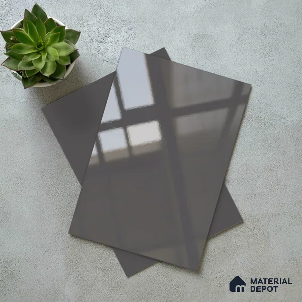 Grey Solid Colors Look LM 23284 Planet Grey 8 ft x 4 ft High Gloss Finish 6H Anti Scratch Acrylic Laminate - 1.5 mm | Suitable for Living Room, Kitchen, Office