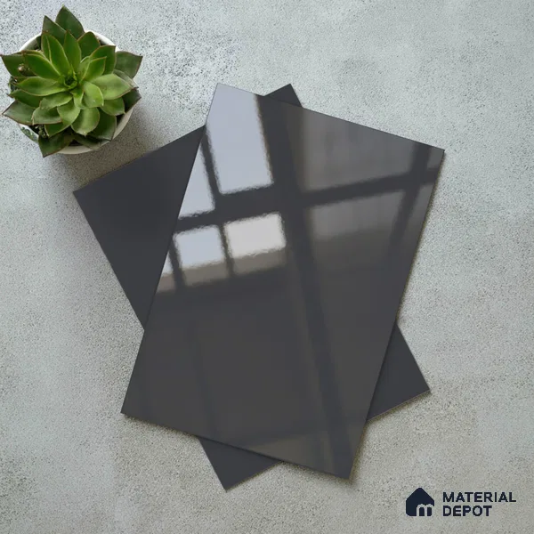 Charcoal Grey Solid Colors Look LM 23287 Sky Tint 8 ft x 4 ft High Gloss Finish 6H Anti Scratch Acrylic Laminate - 1.5 mm | Suitable for Living Room, Kitchen, Office