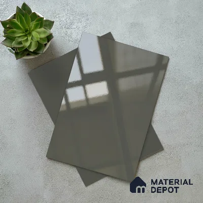 Charcoal Grey Solid Colors Look LM 23291 Silver Trinket 8 ft x 4 ft High Gloss Finish 6H Anti Scratch Acrylic Laminate - 1.5 mm | Suitable for Living Room, Kitchen, Office