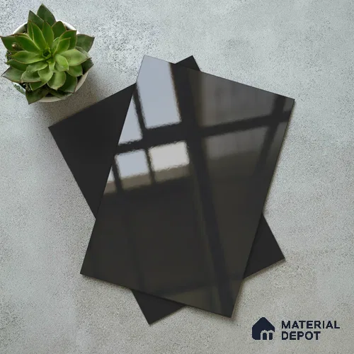 Charcoal Grey Solid Colors Look LM 23294 Coal Mine 8 ft x 4 ft High Gloss Finish 6H Anti Scratch Acrylic Laminate - 1.5 mm | Suitable for Living Room, Kitchen, Office