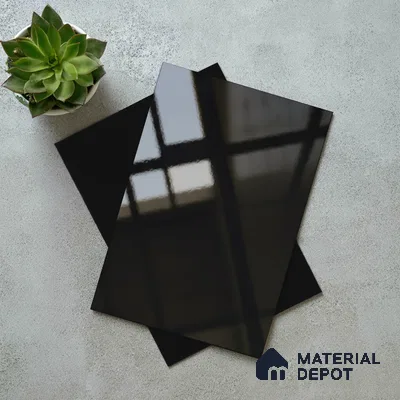 Black Solid Colors Look LM 23295 Carbon Black 8 ft x 4 ft High Gloss Finish 6H Anti Scratch Acrylic Laminate - 1.5 mm | Suitable for Living Room, Kitchen, Office