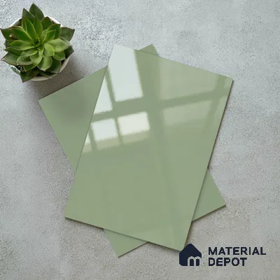 Sage Green Solid Colors Look LM 23303 Barrier Reef 8 ft x 4 ft High Gloss Finish 6H Anti Scratch Acrylic Laminate - 1.5 mm | Suitable for Living Room, Kitchen, Office