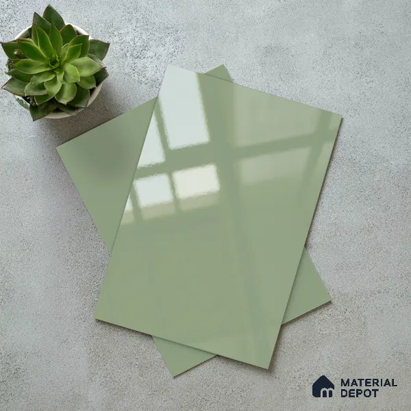 Sage Green Solid Colors Look LM 23303 Barrier Reef 8 ft x 4 ft High Gloss Finish 6H Anti Scratch Acrylic Laminate - 1.5 mm | Suitable for Living Room, Kitchen, Office