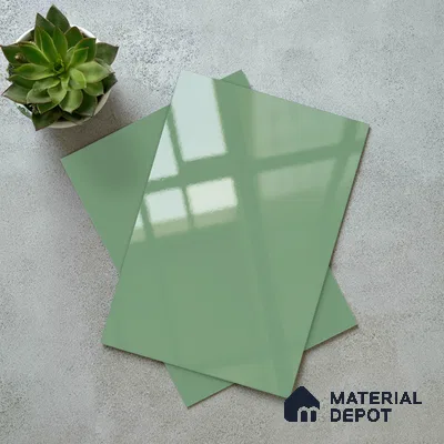 Sage Green Solid Colors Look LM 23304 Alpine 8 ft x 4 ft High Gloss Finish 6H Anti Scratch Acrylic Laminate - 1.5 mm | Suitable for Living Room, Kitchen, Office