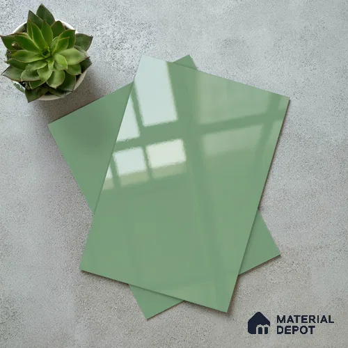 Sage Green Solid Colors Look LM 23304 Alpine 8 ft x 4 ft High Gloss Finish 6H Anti Scratch Acrylic Laminate - 1.5 mm | Suitable for Living Room, Kitchen, Office