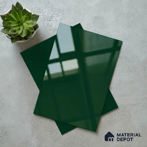 Midnight Pine Green Solid Colors Look LM 23306 Midnight Pine 8 ft x 4 ft High Gloss Finish 6H Anti Scratch Acrylic Laminate - 1.5 mm | Suitable for Living Room, Kitchen, Office