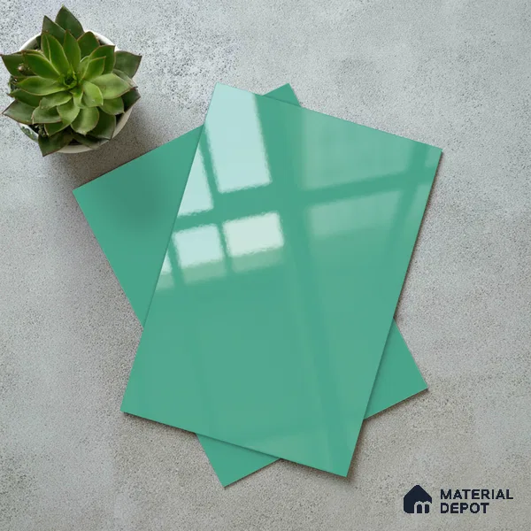 Crystal Teal Blue Solid Colors Look LM 23309 Crystal River 8 ft x 4 ft High Gloss Finish 6H Anti Scratch Acrylic Laminate - 1.5 mm | Suitable for Living Room, Kitchen, Office