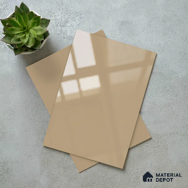 Light Mocha Brown Solid Colors Look LM 23329 Essence Pink 8 ft x 4 ft High Gloss Finish 6H Anti Scratch Acrylic Laminate - 1.5 mm | Suitable for Living Room, Kitchen, Office