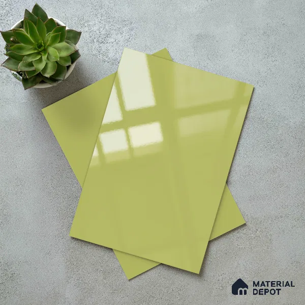 Yellow Solid Colors Look LM 23335 Empire Yellow 8 ft x 4 ft High Gloss Finish 6H Anti Scratch Acrylic Laminate - 1.5 mm | Suitable for Living Room, Kitchen, Office