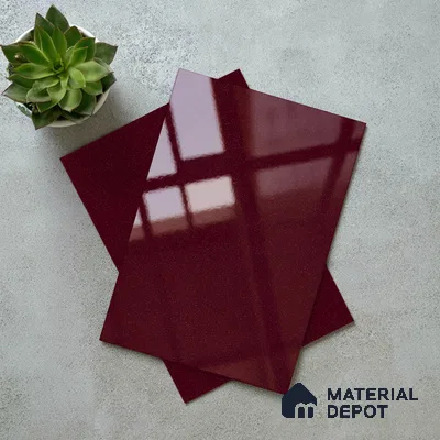 Red Sparkle Look LM 23336 Garnet Red 8 ft x 4 ft High Gloss Finish 6H Anti Scratch Acrylic Laminate - 1.5 mm | Suitable for Kitchen Cabinet, TV Unit, Wardrobe