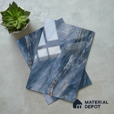 Blue Marble Look LM 23338 Oceanic Thunder 8 ft x 4 ft High Gloss Finish 6H Anti Scratch Acrylic Laminate - 1.5 mm | Suitable for Kitchen Cabinet, TV Unit, Wardrobe