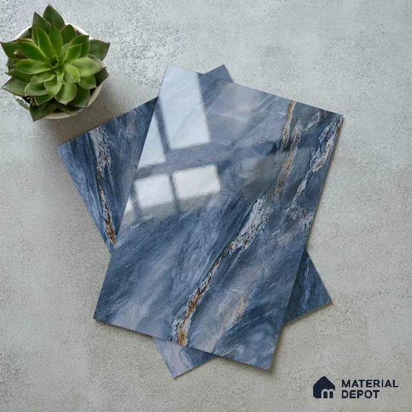 Blue Marble Look LM 23338 Oceanic Thunder 8 ft x 4 ft High Gloss Finish 6H Anti Scratch Acrylic Laminate - 1.5 mm | Suitable for Kitchen Cabinet, TV Unit, Wardrobe