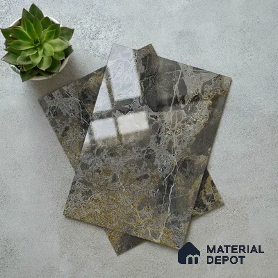 Grey Marble Look LM 23340 Rugged Slate 8 ft x 4 ft High Gloss Finish 6H Anti Scratch Acrylic Laminate - 1.5 mm | Suitable for Kitchen Cabinet, TV Unit, Wardrobe