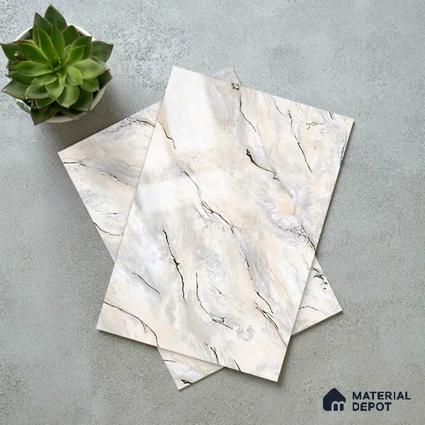 Multi Colour Marble Look LM 23353 Ivory Drift 8 ft x 4 ft High Gloss Finish 6H Anti Scratch Acrylic Laminate - 1.5 mm | Suitable for Kitchen Cabinet, TV Unit, Wardrobe