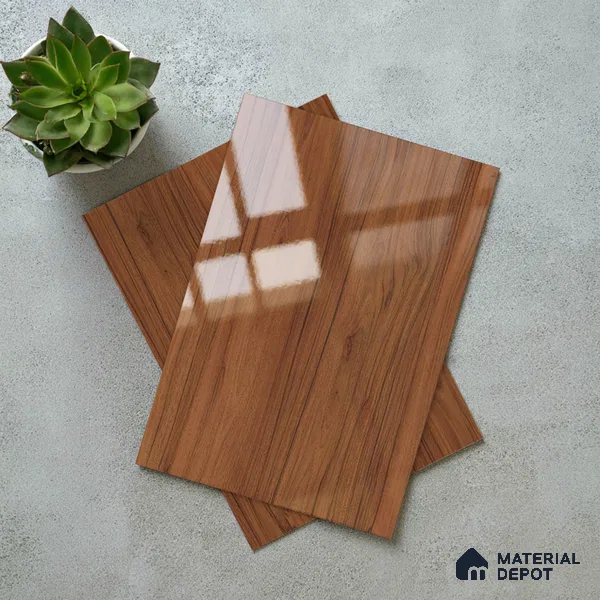 Wooden Look LM 23364 Walnut Crest 8 ft x 4 ft High Gloss Finish 6H Anti Scratch Acrylic Laminate - 1.5 mm | Suitable for Kitchen Cabinet, TV Unit, Wardrobe