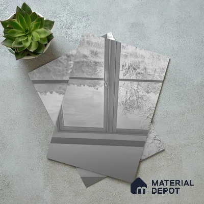 Silver Mirror Look LM 23367 Silver 8 ft x 4 ft High Gloss Finish 6H Anti Scratch Acrylic Laminate - 1.5 mm | Suitable for Kitchen Cabinet, TV Unit, Wardrobe