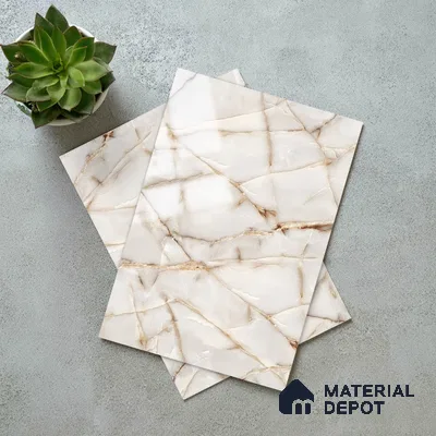 Beige Marble Look LM 06182 8 ft x 4 ft Glossy Finish Decorative Laminate - 1 mm | Suitable for TV Unit, Wardrobe, Kitchen Cabinets