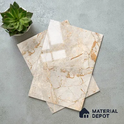 Brown Marble Look LM 06185 8 ft x 4 ft Glossy Finish Decorative Laminate - 1 mm | Suitable for TV Unit, Wardrobe, Kitchen Cabinets