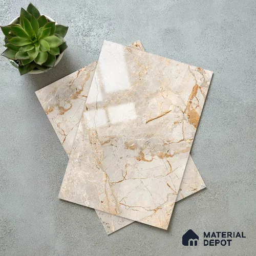 Brown Marble Look LM 06185 8 ft x 4 ft Glossy Finish Decorative Laminate - 1 mm | Suitable for TV Unit, Wardrobe, Kitchen Cabinets