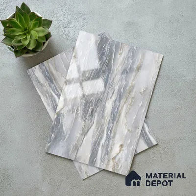 Blue Marble Look LM 06187 8 ft x 4 ft Glossy Finish Decorative Laminate - 1 mm | Suitable for TV Unit, Wardrobe, Kitchen Cabinets