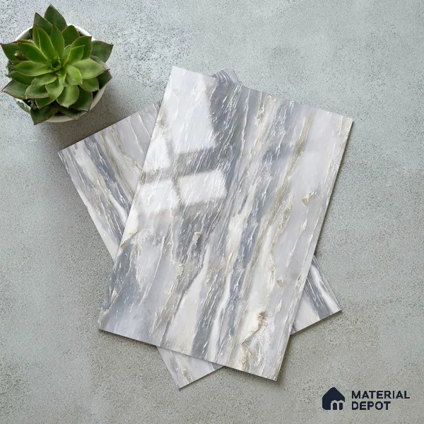Blue Marble Look LM 06187 8 ft x 4 ft Glossy Finish Decorative Laminate - 1 mm | Suitable for TV Unit, Wardrobe, Kitchen Cabinets