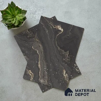 Black Marble Look LM 06190 8 ft x 4 ft Texture Finish Decorative Laminate - 1 mm | Suitable for TV Unit, Wardrobe, Kitchen Cabinets