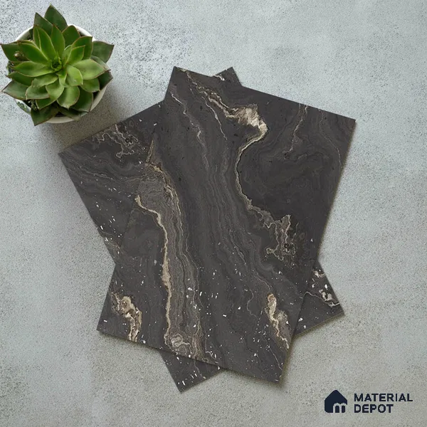 Black Marble Look LM 06190 8 ft x 4 ft Texture Finish Decorative Laminate - 1 mm | Suitable for TV Unit, Wardrobe, Kitchen Cabinets