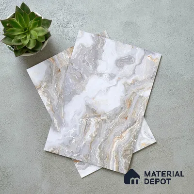 Grey Marble Look LM 06199 8 ft x 4 ft Texture Finish Decorative Laminate - 1 mm | Suitable for TV Unit, Wardrobe, Kitchen Cabinets