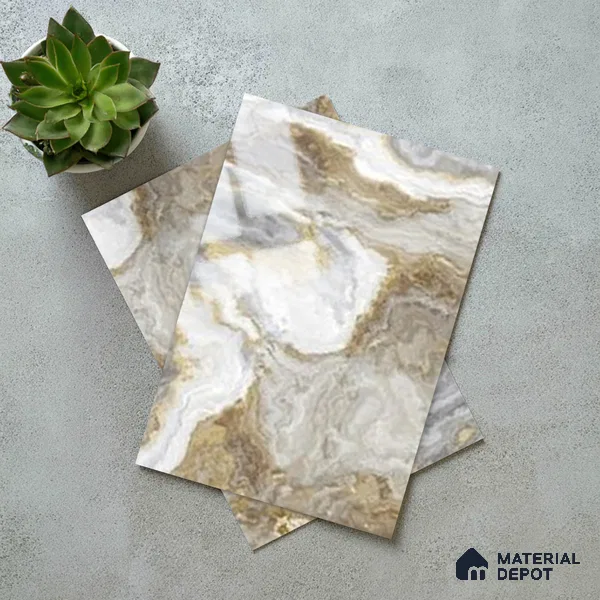 Brown Marble Look LM 06201 8 ft x 4 ft Glossy Finish Decorative Laminate - 1 mm | Suitable for TV Unit, Wardrobe, Kitchen Cabinets